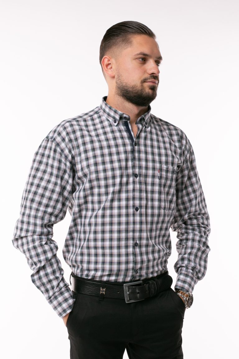 Cămașă bărbătească Dast Cardin – Crem cu Verde