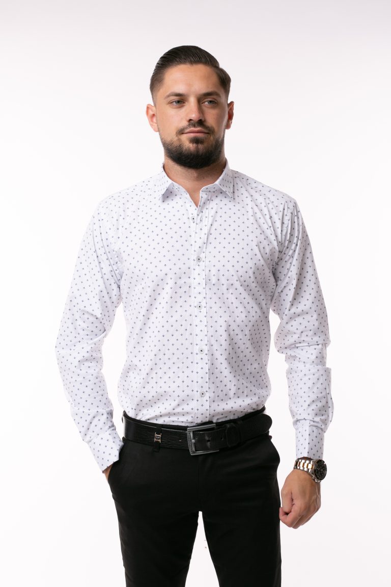 Cămașă Clasică Dast Cardin – Alb cu floricele