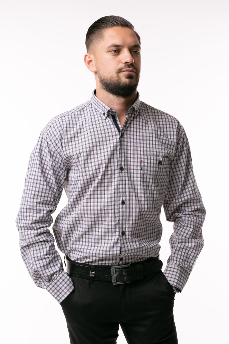 Cămașă bărbătească Dast Cardin – Bej cu Bleumarin