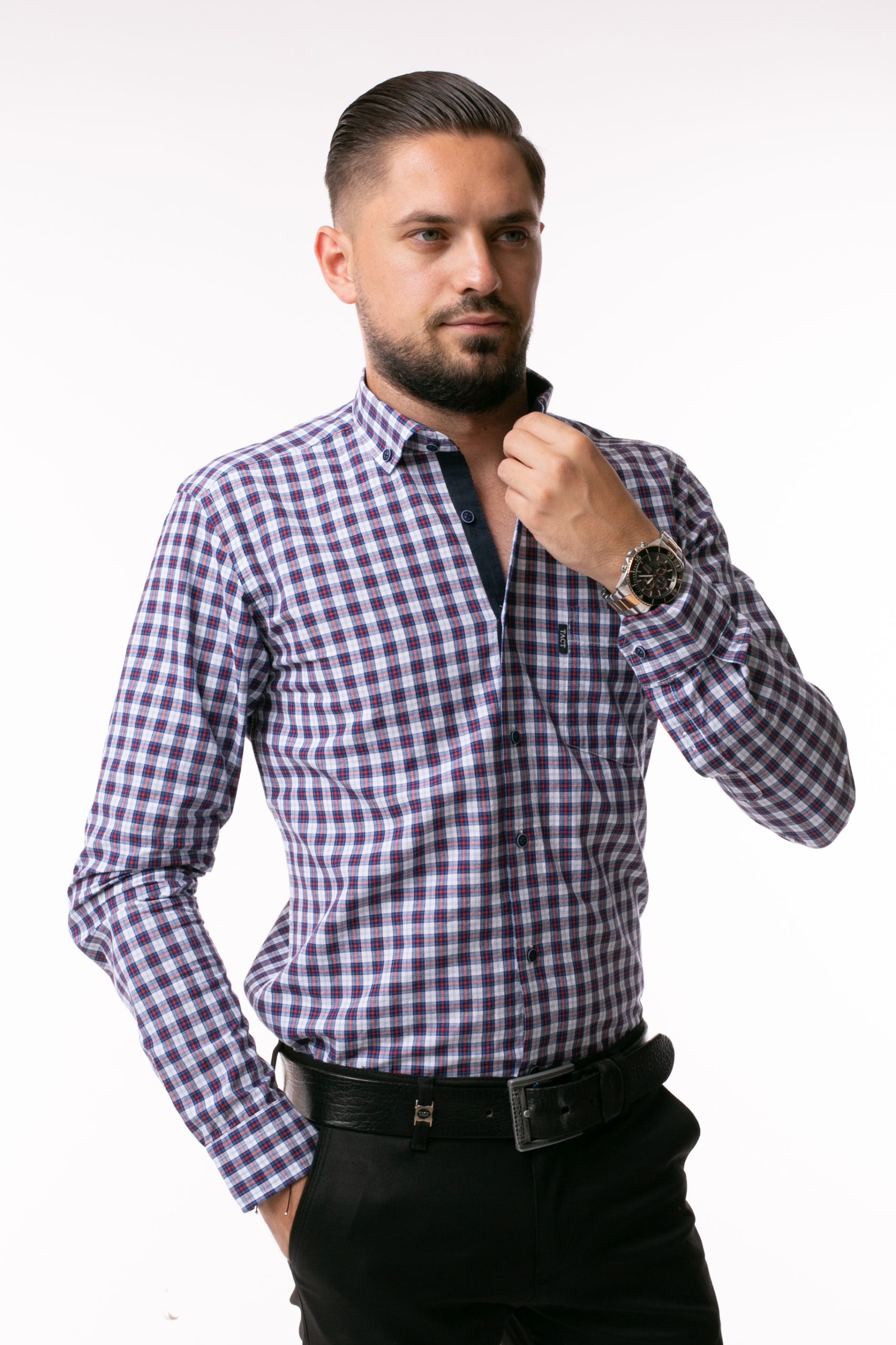 Cămașă din bumbac pentru bărbați SlimFit - Bleu - imagine 2