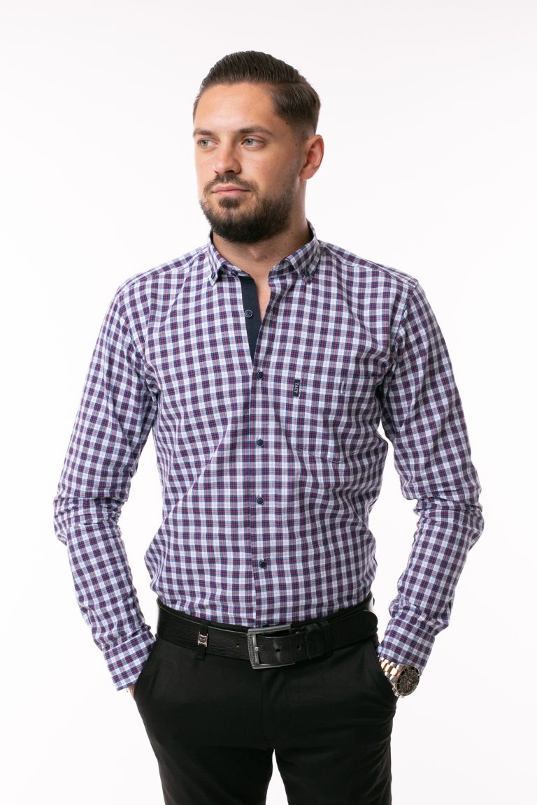 Cămașă din bumbac pentru bărbați SlimFit – Bleu