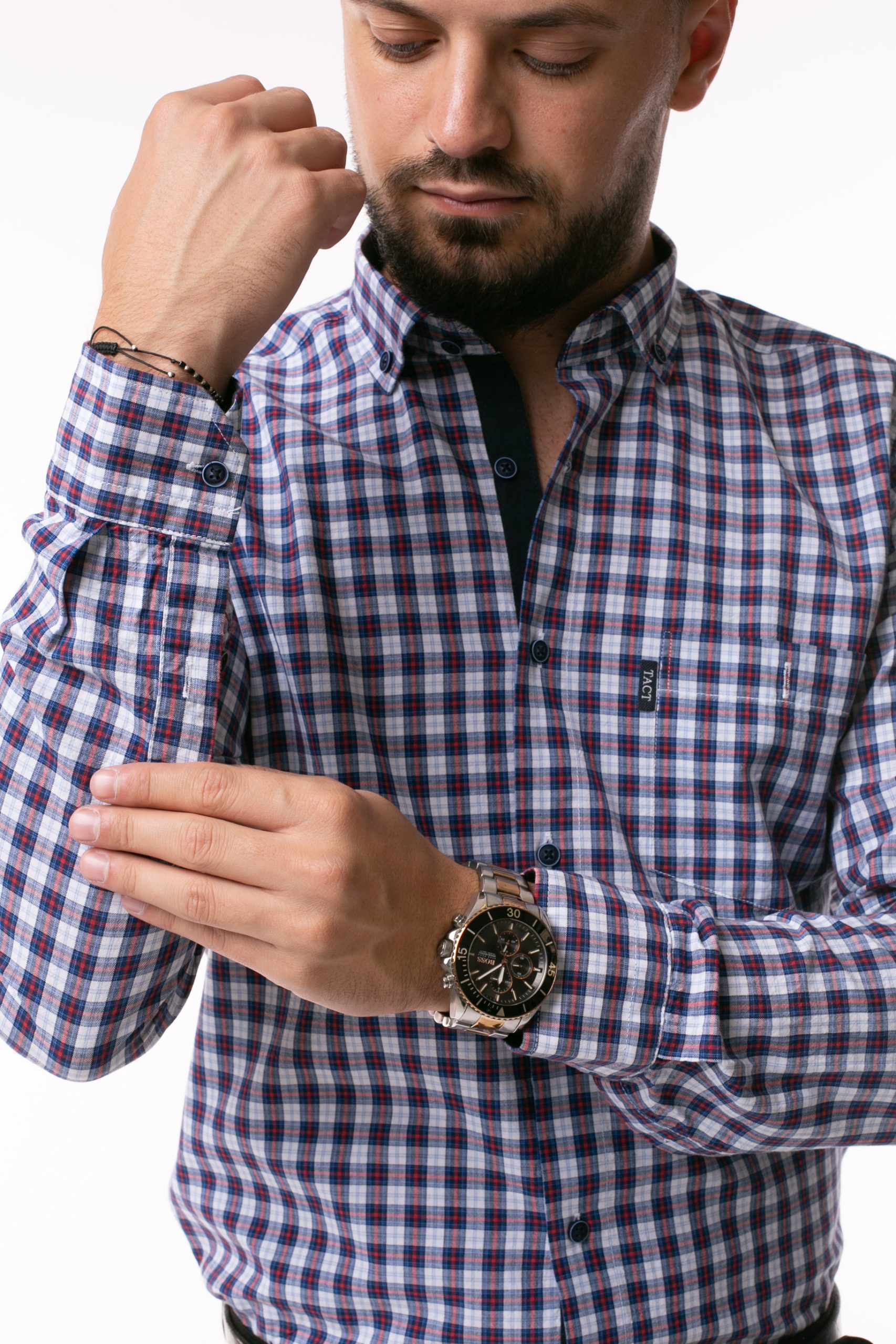 Cămașă din bumbac pentru bărbați SlimFit - Bleu - imagine 5