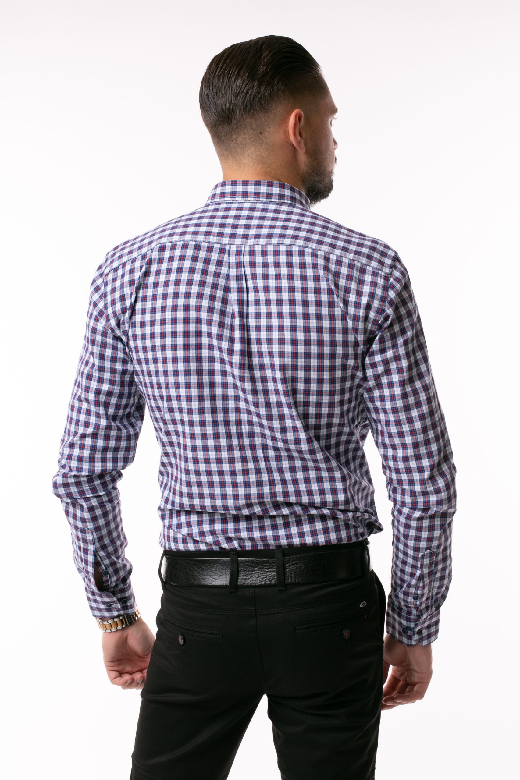 Cămașă din bumbac pentru bărbați SlimFit - Bleu - imagine 4