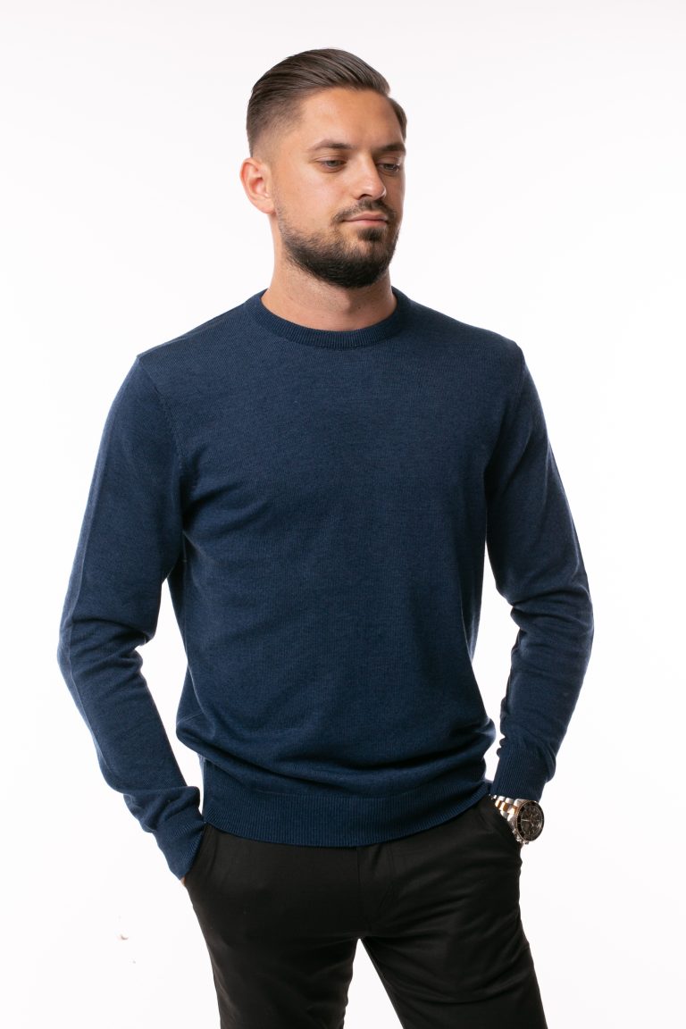 Pulover Tony Montana La Baza Gâtului – Albastru