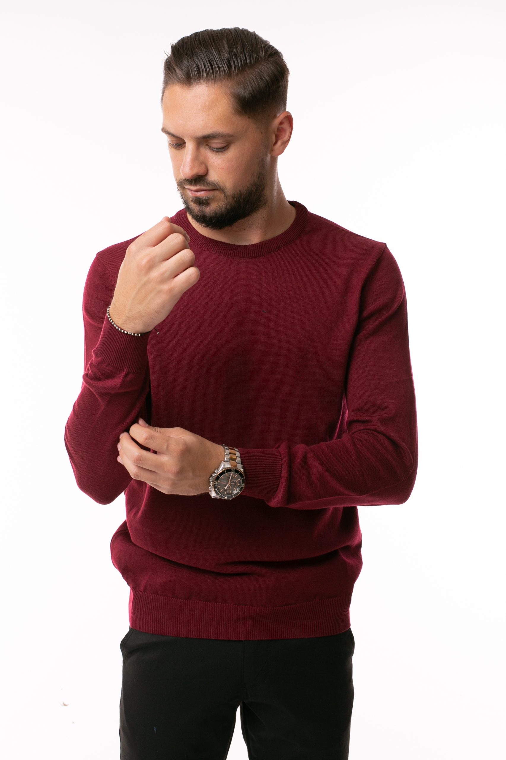 Pulover Tony Montana La Baza Gâtului - Grena - imagine 3