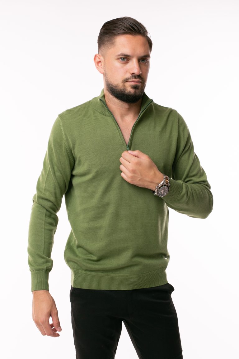 Pulover Tony Montana Cu Fermoar Scurt – Verde