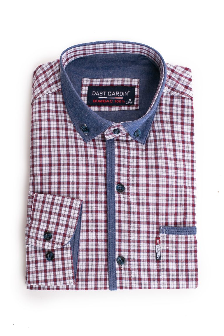 Cămașă bărbătească Dast Cardin – Roșu cu guler de blug