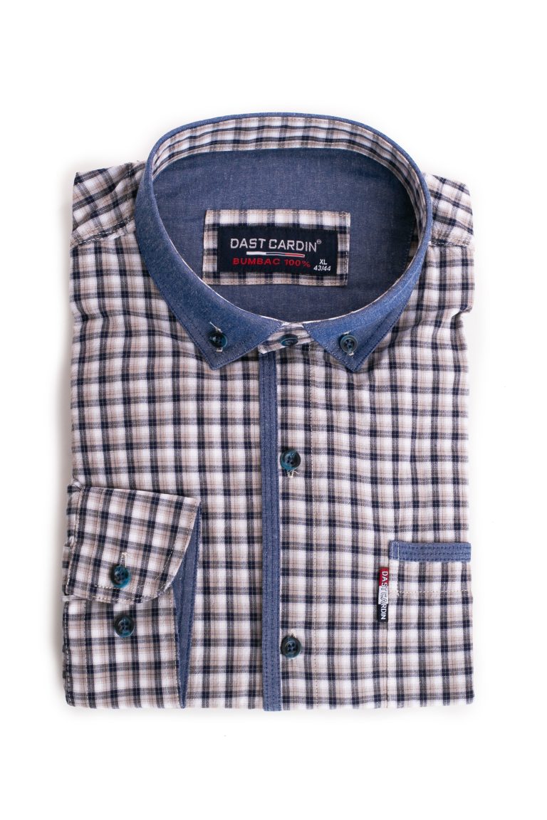 Cămașă bărbătească Dast Cardin – Crem cu guler de blug