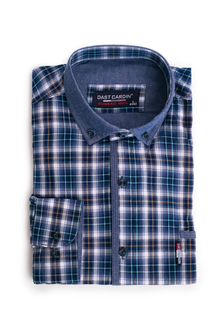 Cămașă bărbătească Dast Cardin – Albastru cu guler de blug