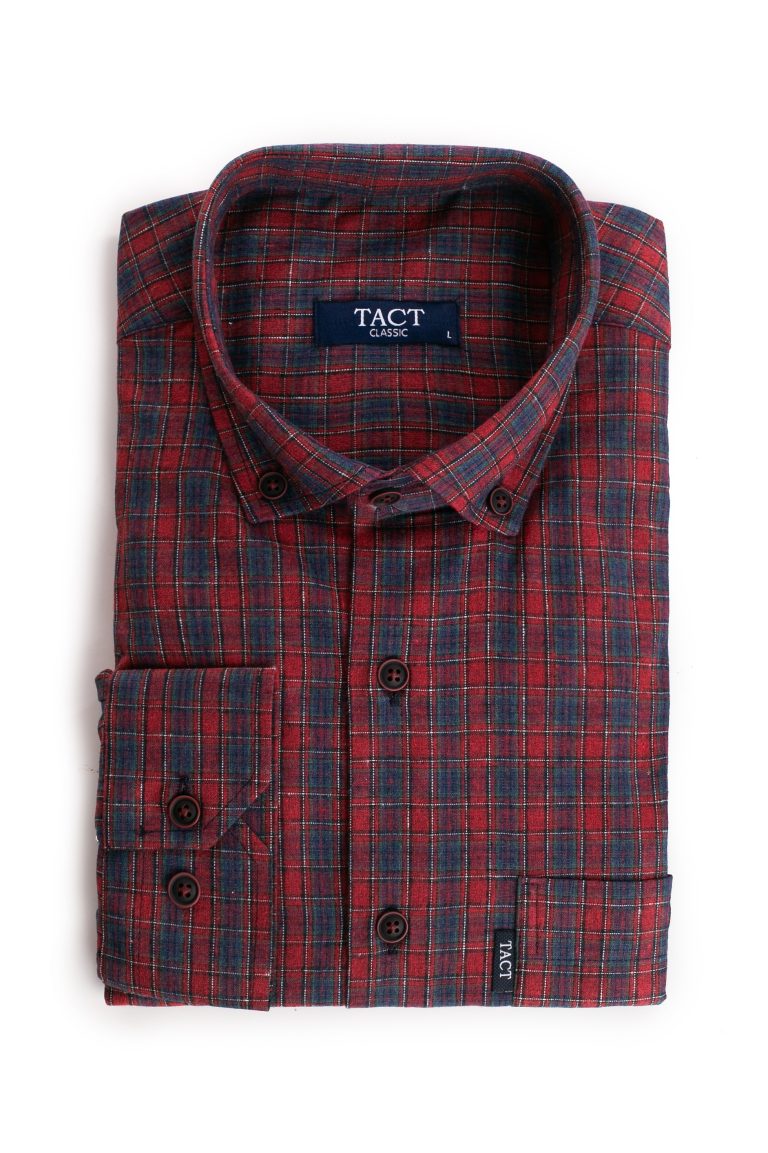 Cămașă bărbătească Tact din lână – Albastru cu roșu